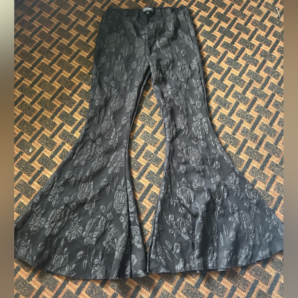 Widow xl bell bottom goth Floral Black Flared Women Jeans